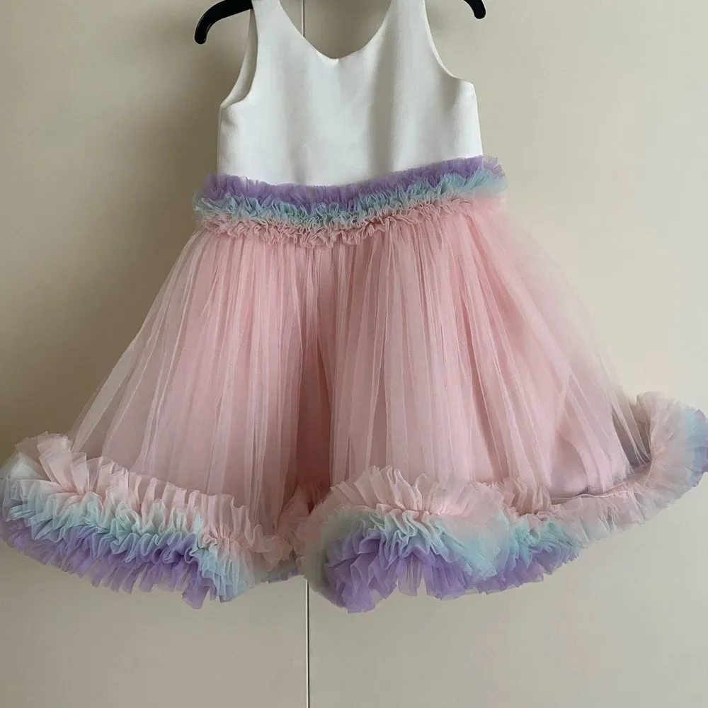 Elegant Pink and White Kids Toddler Formal Dress